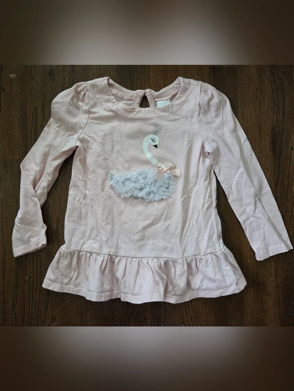Gymboree Girls 4 Pink Swan Long-Sleeve Tee